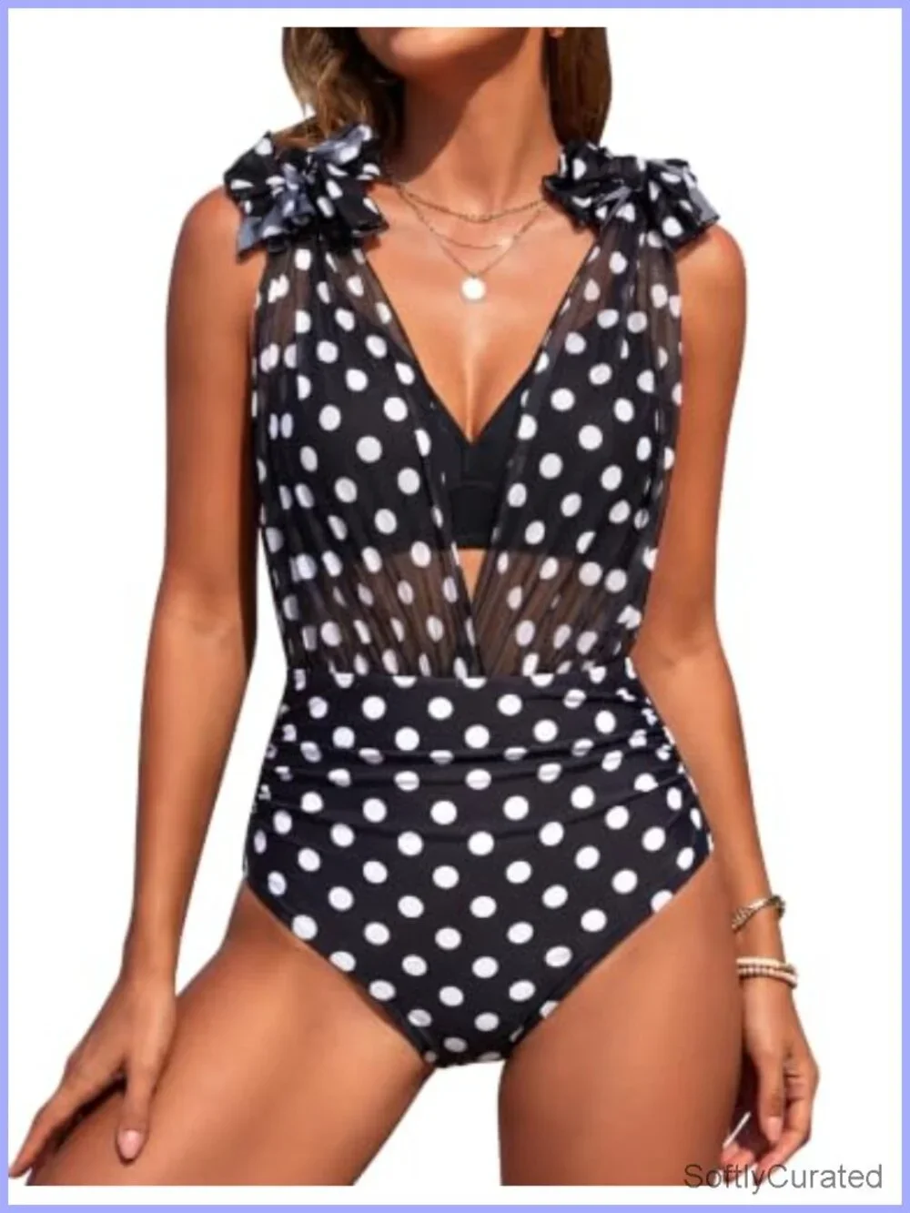 High Waisted Tummy Control Bikini Set with Mesh Cover Up Crisscross Back